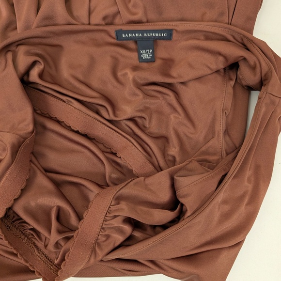 Banana Republic Asymmetrical Gold Mini Dress One Shoulder Open Belted Circle - Picture 9 of 11